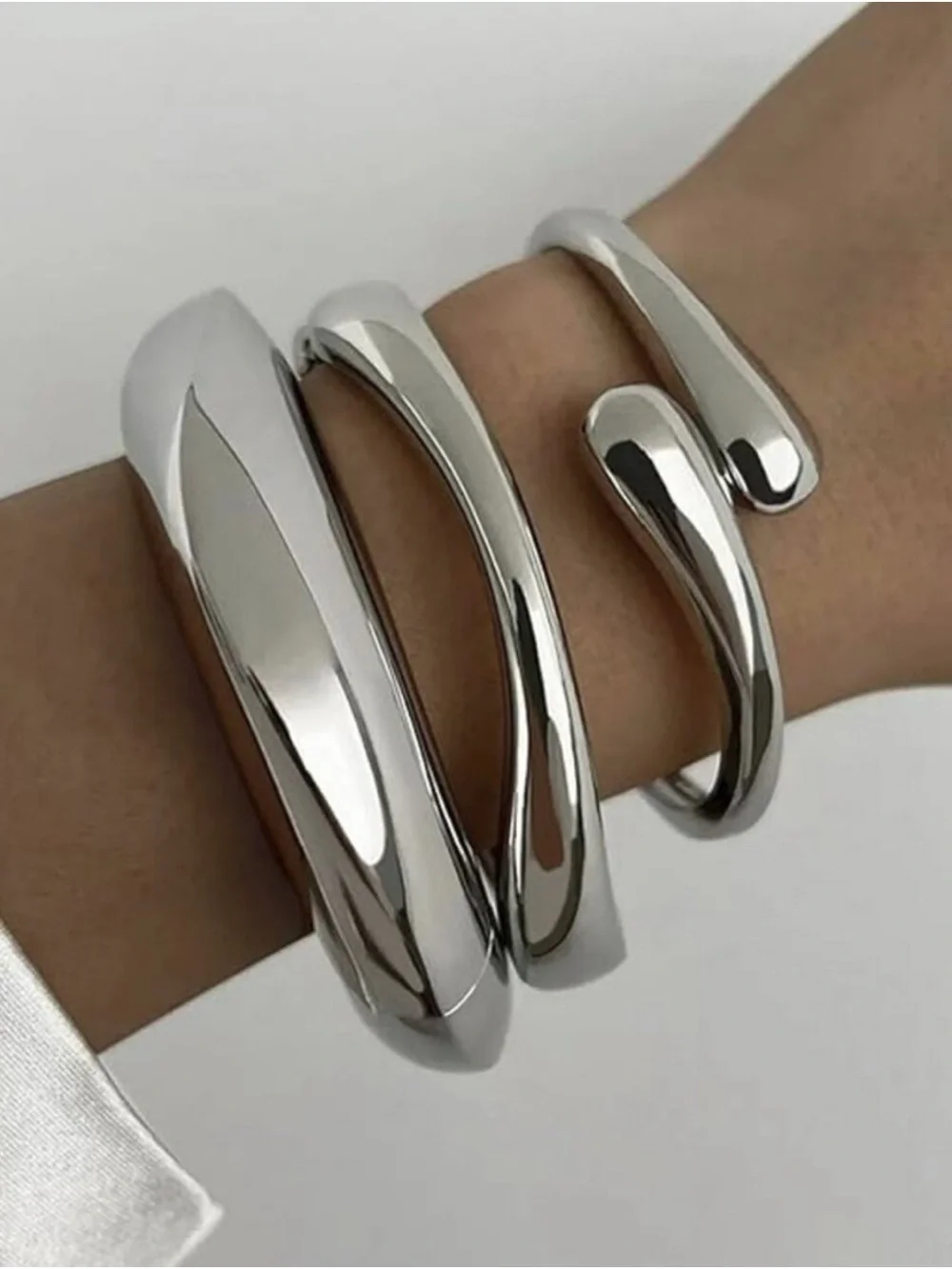 14K Gold Plated Silver Trendy Stackable Cuff Bracelet Set